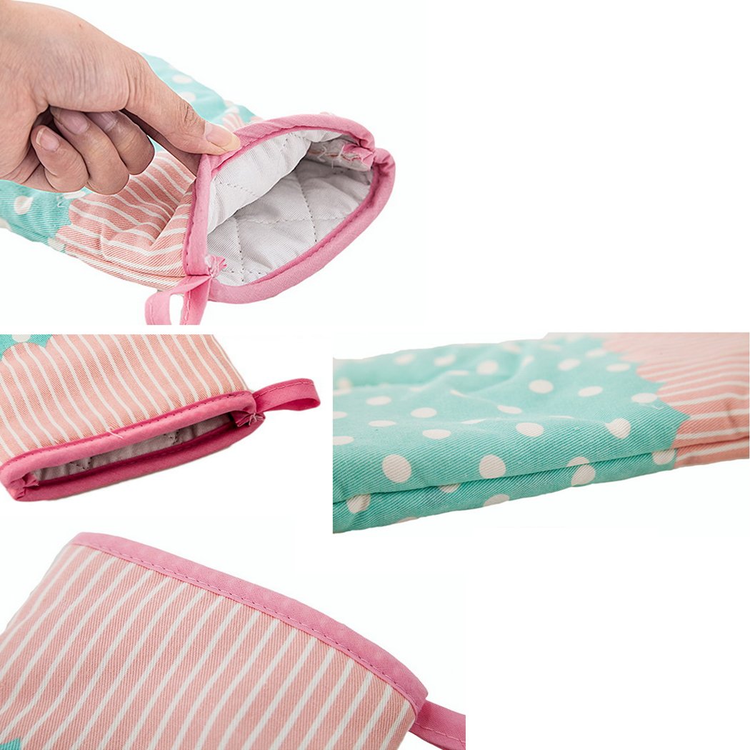 Kinchi Glove Microwave Bbq Oven Cotton Baking Pot Mitts Cooking Heat Resistant Kitchen,100% Quilted Cotton With Thick Terry Clot